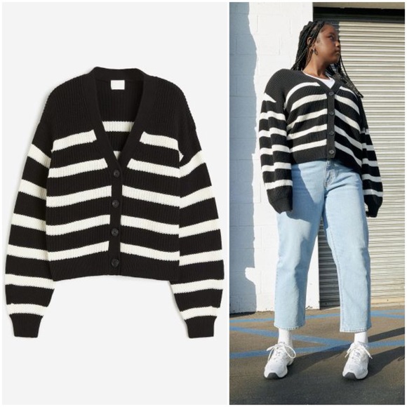 Black/White Striped Cardigan - Picture 9 of 9